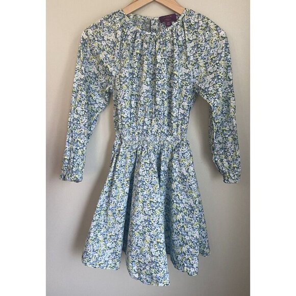 J.Crew Liberty Fabric Palermo Smocked Dress Blue Green Floral XS - Picture 2 of 6